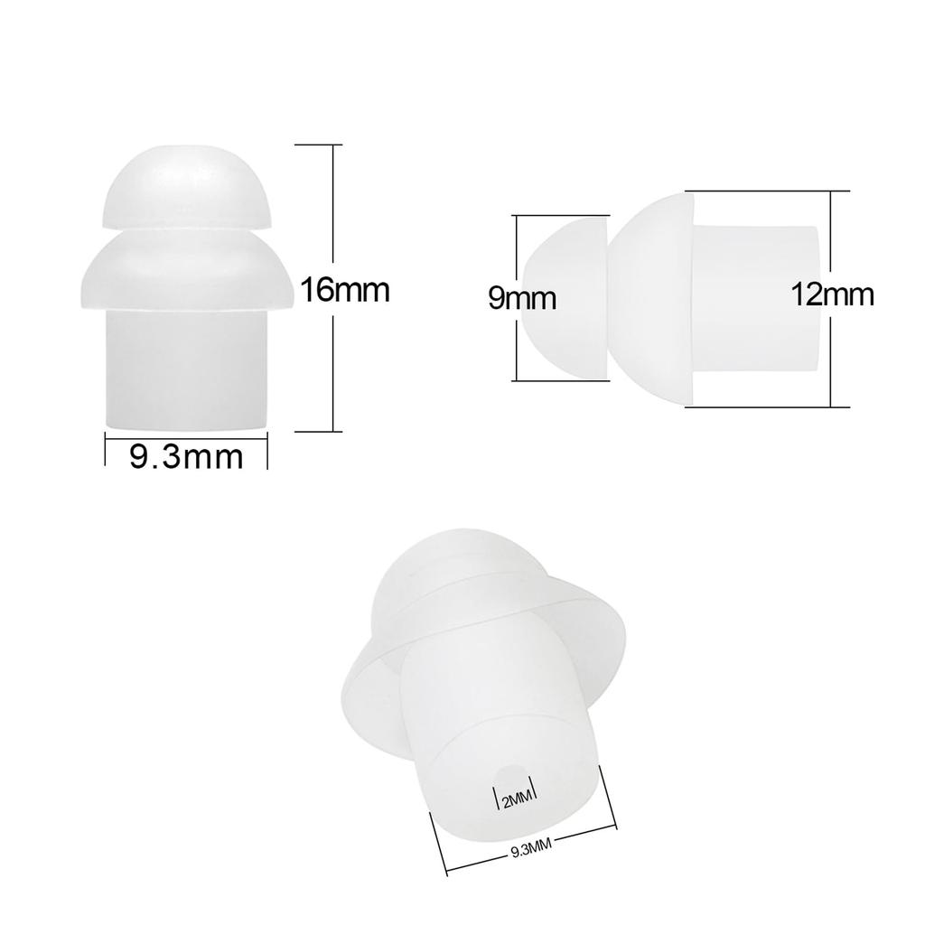 YNIBST Acoustic Tube-Type In-Ear Earphones, Double-Flange Eartips, Replacement Silicone Earpieces, Pack of 6