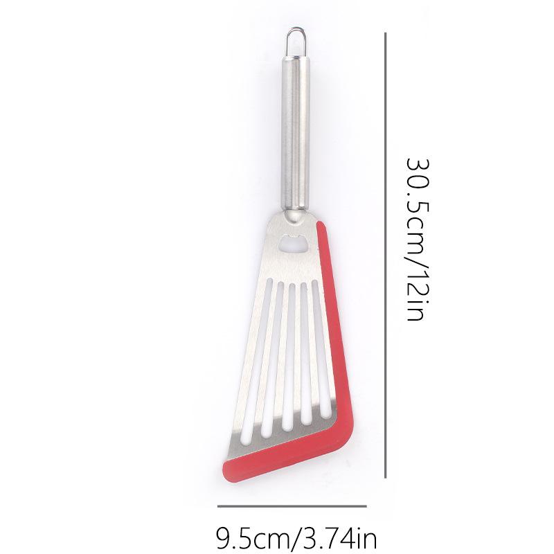 

Household silicone shovel butterfly shovel non-stick pan high temperature silicone shovel kitchen tools omelette pancake steak shovel (as the picture,Stainless steel tube handle)