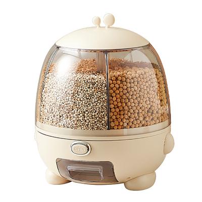 Rice Storage Container Rotating Multi Compartments Large Capacity Grain Dispenser for Red Beans