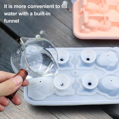 Yousheng Silicone Ice Cube Mold with Funnel-Style Lid Cat Shapes Ice Cube Tray for Freezer Big Ice Maker for Bourbon Whiskey Cocktails