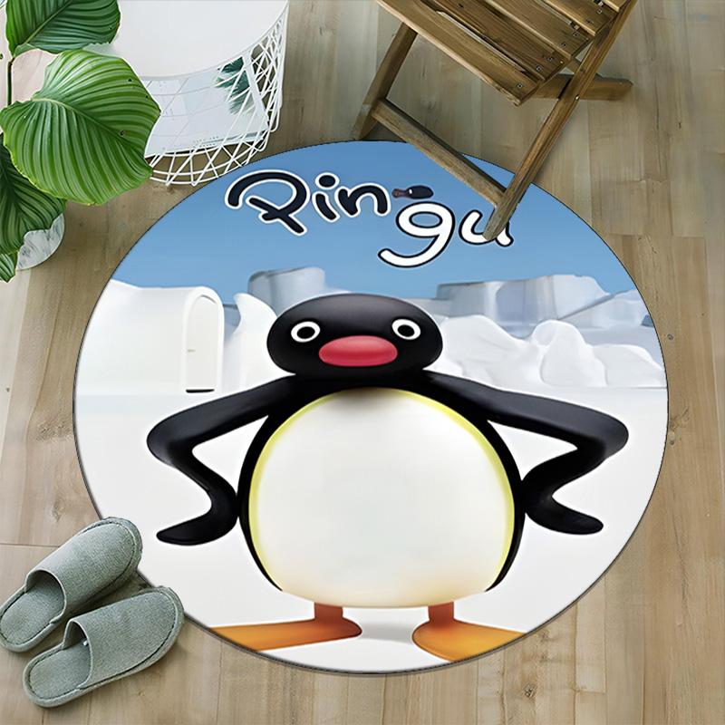 1pc Pingu1 Carpet, Round Rug, Comfortable, Suitable for Entryways, Living Rooms, Office, And Bedrooms, Christmas Decoration