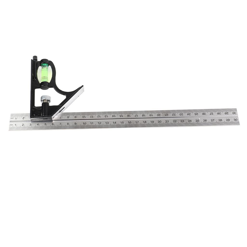 300mm Adjustable Combination Square Angle Ruler 4590 Degree with Bubble Level