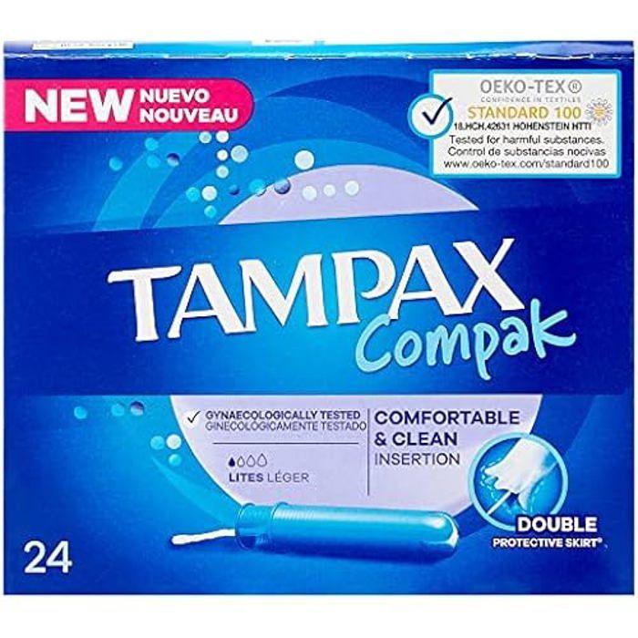 Tampons - TAMPAX - TAMPAX COMPAK LITES - 24 unités - Flux léger - Non lavable