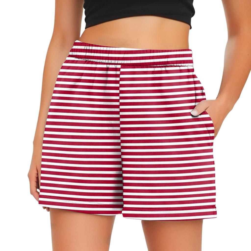 Ladies Casual Fashion High Waist Floral Elasticated Waist Shorts