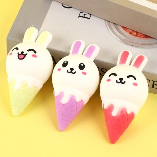 Bunny Ice Cream Squeeze Toy Stress Relief Ice Cream Cone Sensory Toy Home Office Worker Soft Stretchy Food Fidget Toy