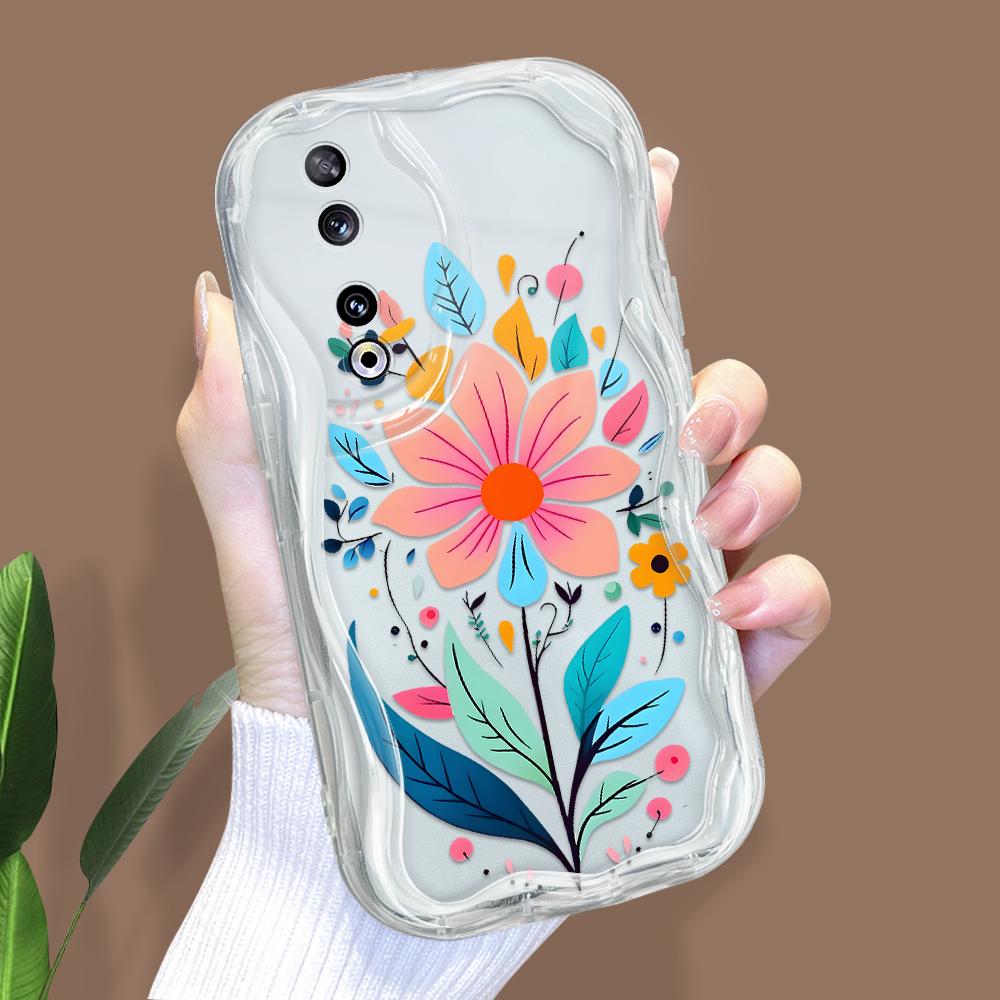 Cute Cartoon Pattern Cream Texture Casing Wavy Edge Soft Silicone Cover Phone Case for Huawei Honor Infinix Tecno iPhone