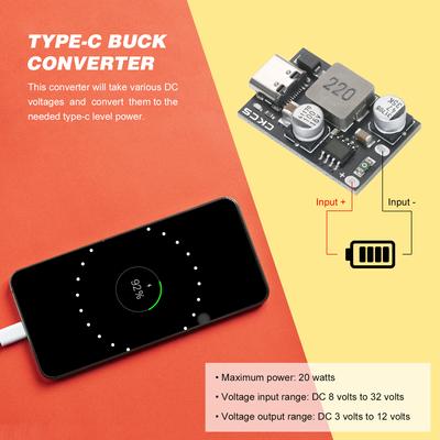 Type-C Buck Converter QC3.0 PD2.0/PD3.0 PPS Power Supply Module Step Down Converter 8V-32V To