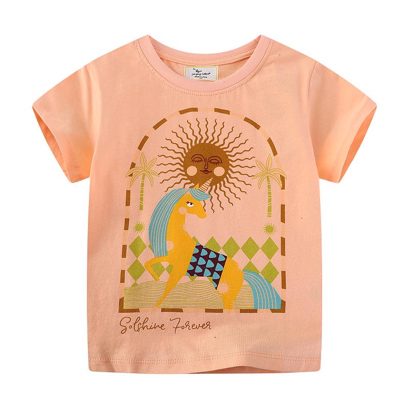 Girls Cartoon Short-Sleeve T-shirts - 2026 Spring/Summer Collection, European/American Style 3T (90-95cm)
