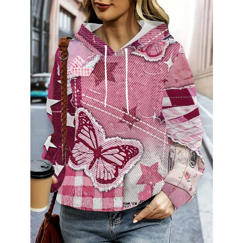 Autumn and Winter Ladies 3D Flower Print Hooded Comfortable and Breathable Versatile Hoodies & Sweatshirts (women’s)