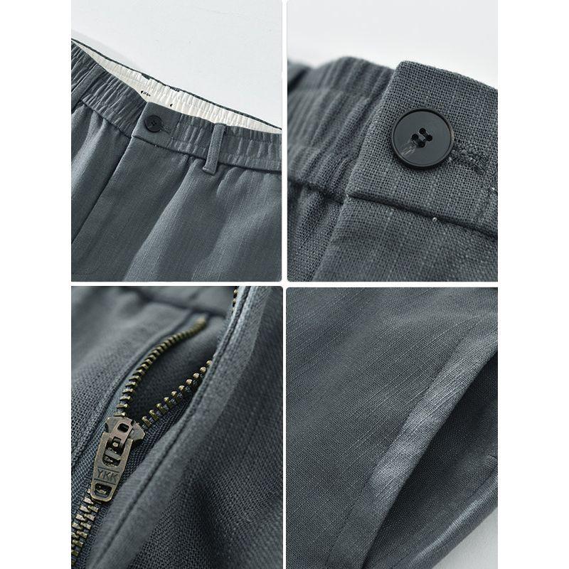 Foreign Trade Surplus Spring and Autumn Casual Linen Long Pants for Men, Cotton-Linen Loose Straight Pants, Thick Versatile Comfortable Ramie Pants