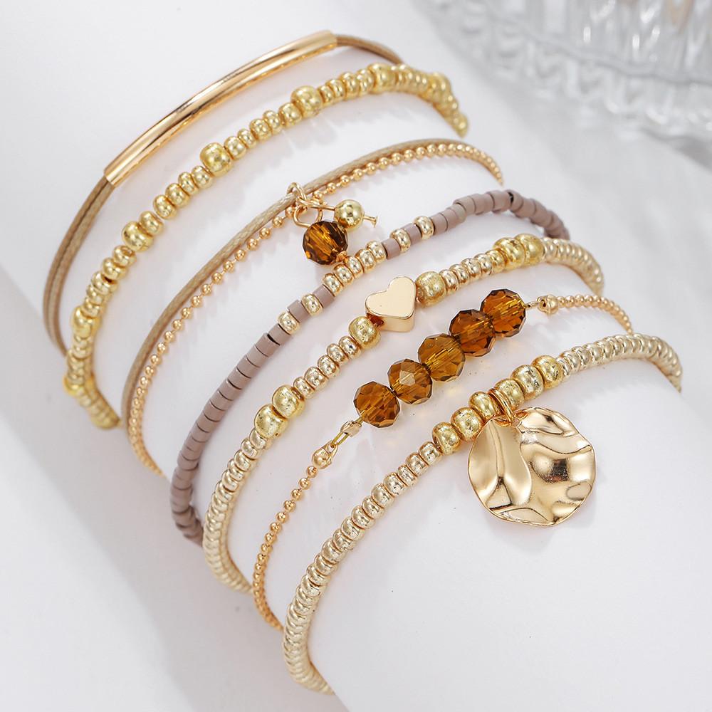 Bohemian Style Beaded Bracelet Set With Glass And Alloy For Women Gift Ideas
