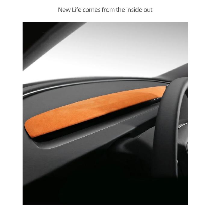 Betterhumz Made of Alcantara for Tesla Model 3 Highland 2024- Car Dashboard Panel Center Console Trim Sticker Cover Accessories