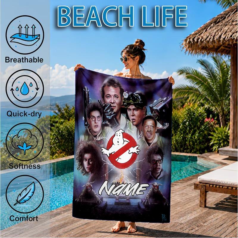 Custom Name Ghost Commando Team-Up Beach Towel Microfiber Beach Towel, Lightweight and Quick-Dry, for Summer Travel, Swimming Pool Gift