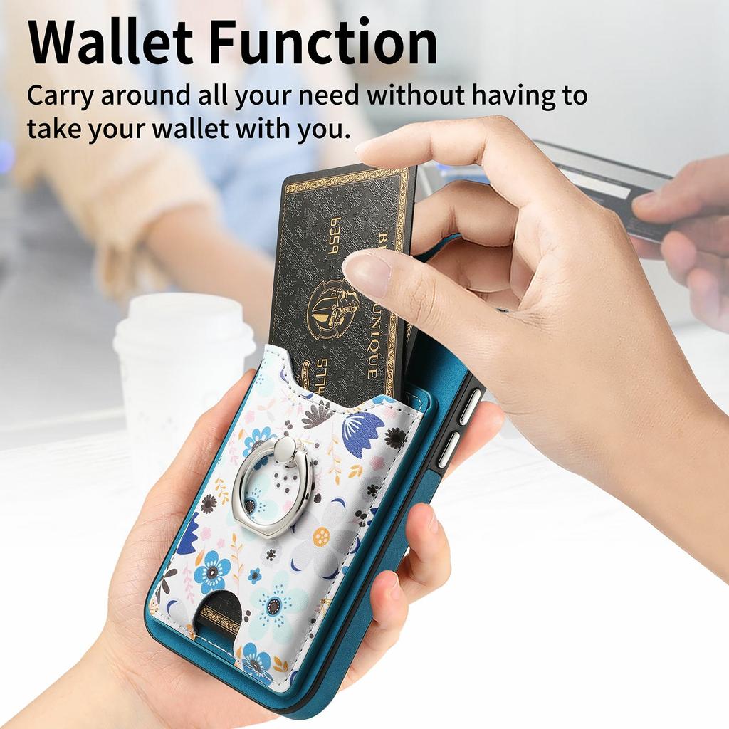 For iPhone 16 Case Kickstand Leather Coated TPU Pattern Back Cover