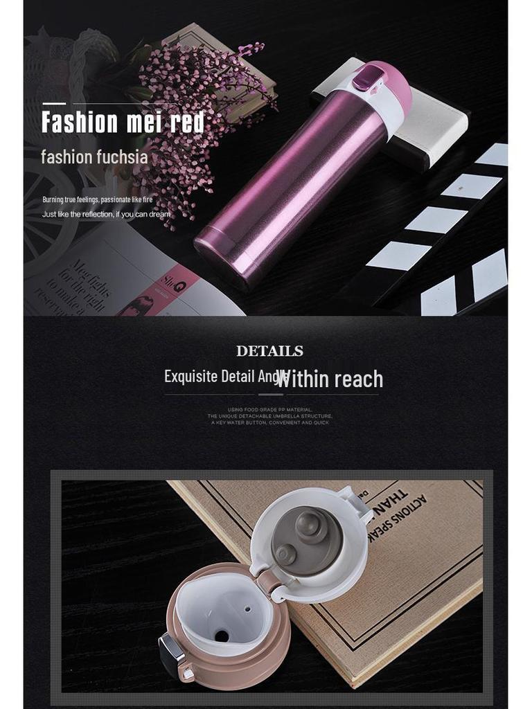 Copo Térmico de Aço Inoxidável com Abertura de um Clique - Presente da Loja 4S