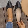 Fashion Low Heel Single Shoes New Fashion Pointed Toe Shallow Slip Rhinestone Soft Sole Anti-slip Wear-resistant Low Top Shoes