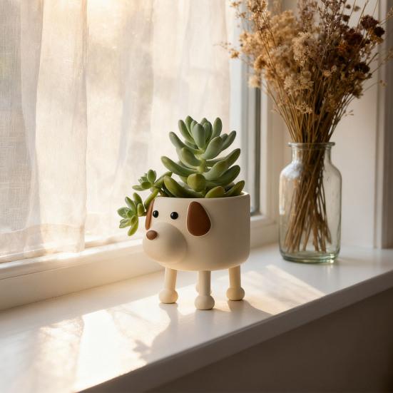 Puppy Flower Pot Cute Ceramic Plant Pot Desktop Decorative Dog Planter