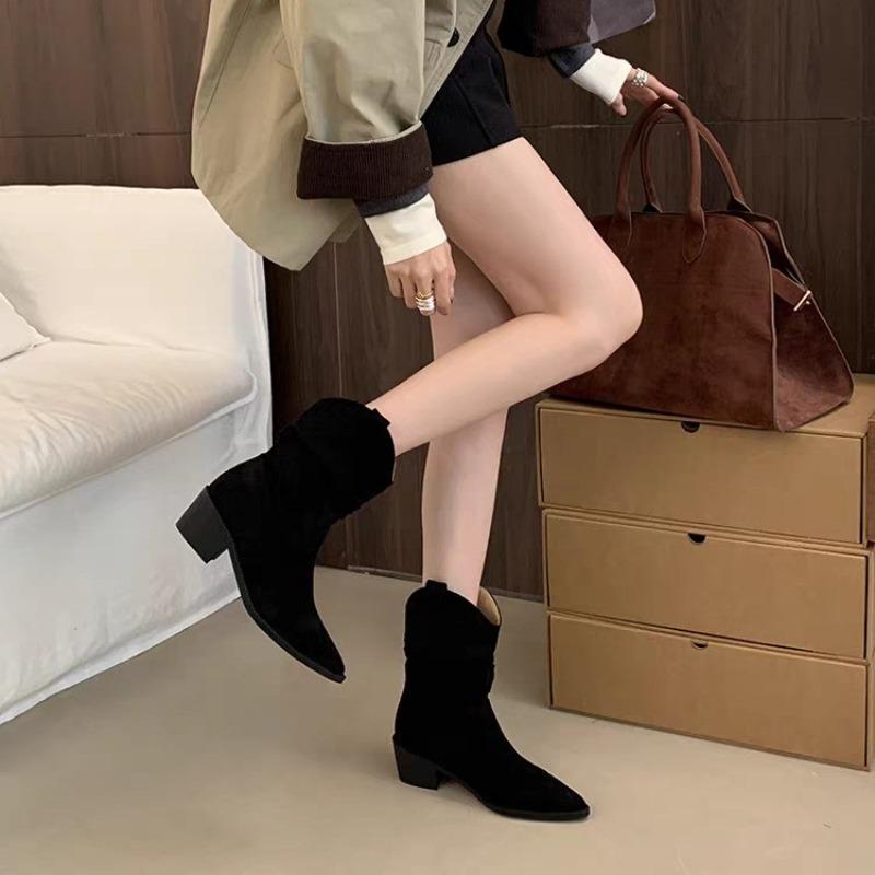 Fashion 2025 Womens Winter New Imitation Suede Short Boots Daily Home Office Shallow Mouth Comfortable Women's Boots