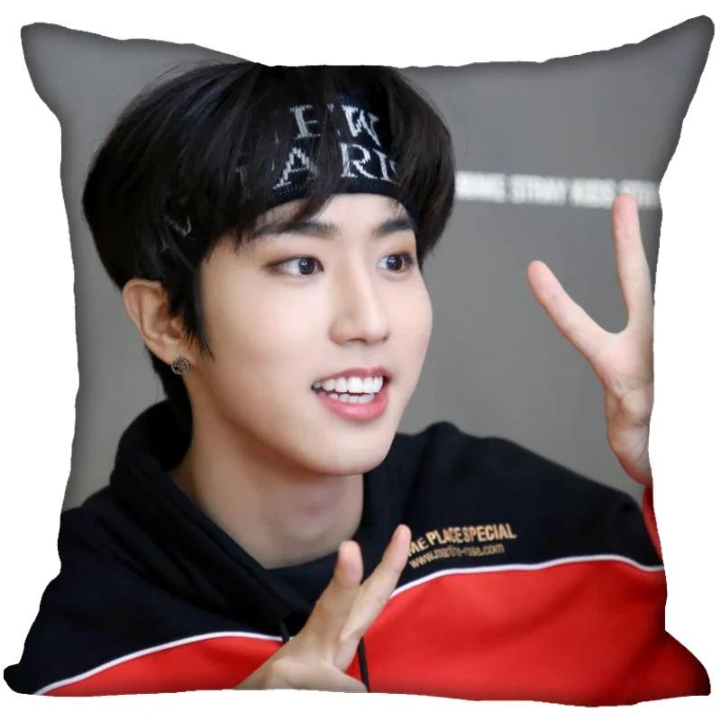 New Han Jisung KPOP Pillow Cover Bedroom Home Office Decorative Pillowcase Square Zipper Pillow Cases 45X45CM Satin Soft No Fade