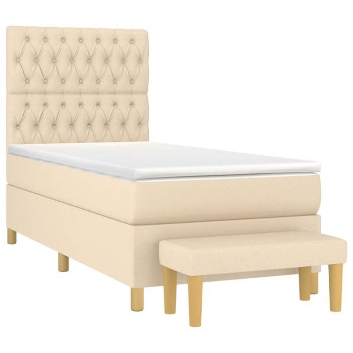 Maison Exclusive - Sommier à lattes de lit et matelas Crème 90x190 cm Tissu