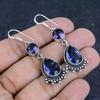 Natural Amethyst Gemstone Handmade 925 Sterling Silver Earring 2.09" T9j77