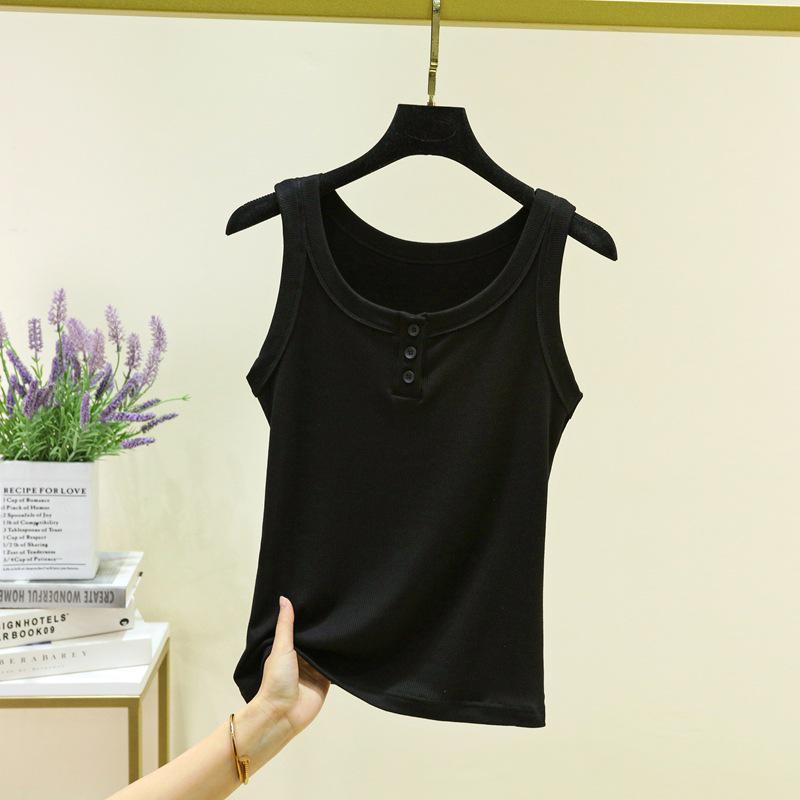 Women's Slim Fit Round Neck Sleeveless Camisole Top - Stretchy, Solid Color, Anti-Exposure Inner Wear