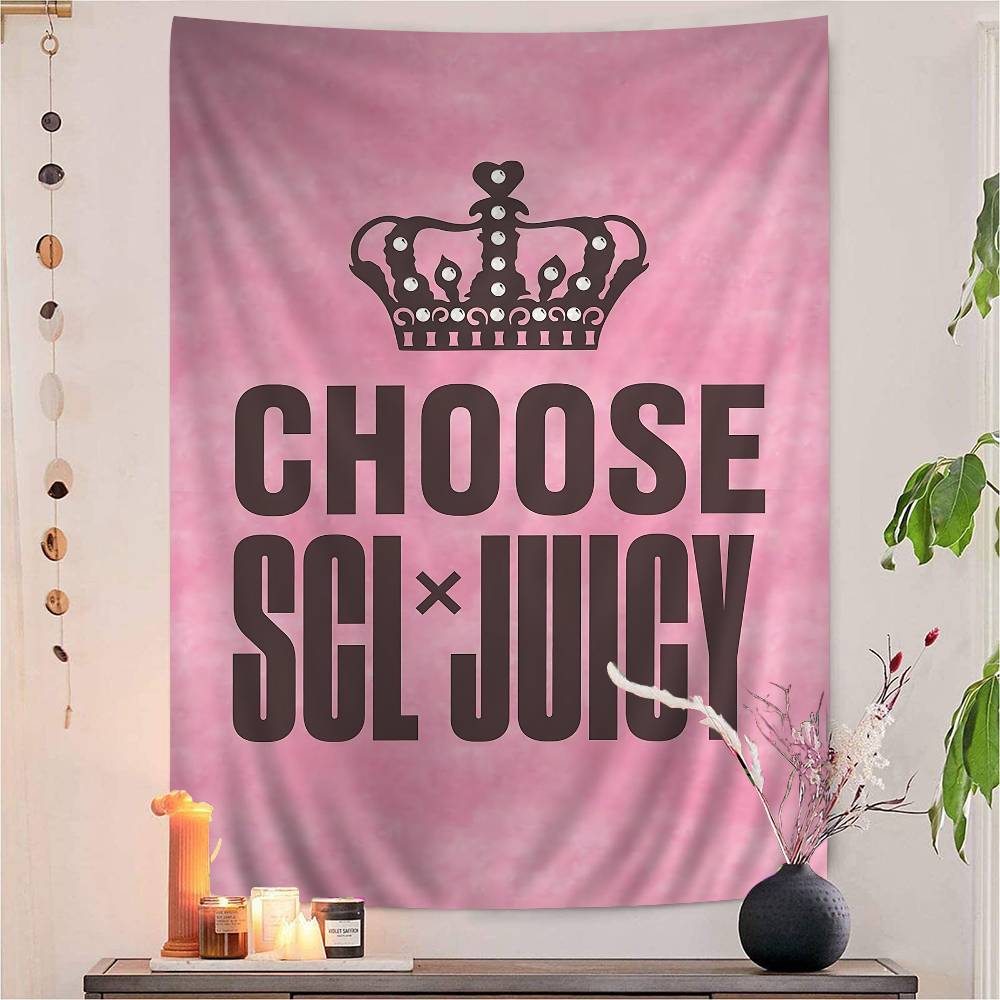 J-Juicy Logo C-CoutureS-S Chart Tapestry Art Science Fiction Room Home Decor Cheap Hippie Wall Hanging 100X70CM