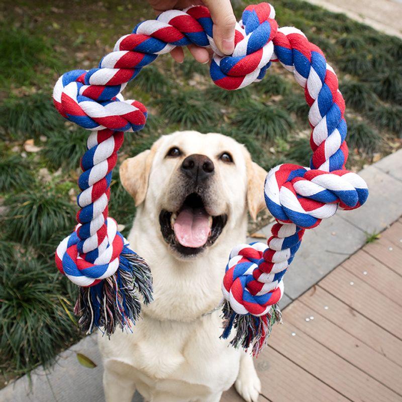 

Pet Supplies Large Dog Knot Toy Bite-Resistant Molar Tug-of-War Interactive Golden Retriever Labrador Cotton Rope Toys Blue Red big knot(96cm)