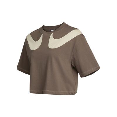 Sportswear Swoosh Logo Cropped T-Shirt Women Tops Brown DD5591-004