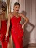 Elegante Vestido Bodycon Bandeau con Flor 3D: Vestido de Boda y Fiesta Verano 2024