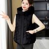 Autumn and winter down cotton vest women's short student hooded vest warm and thin vest jacket