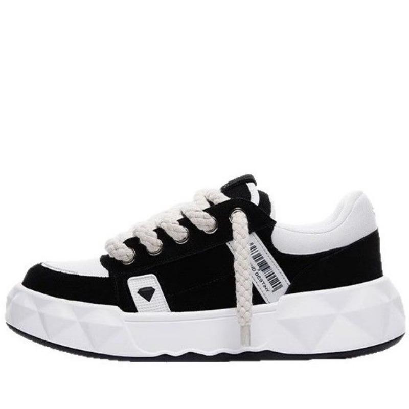 

Повседневные спортивные туфли на платформе, увеличивающей рост, зимние теплые ромбовидные туфли-кирпичики, мужские и женские 43 чёрный