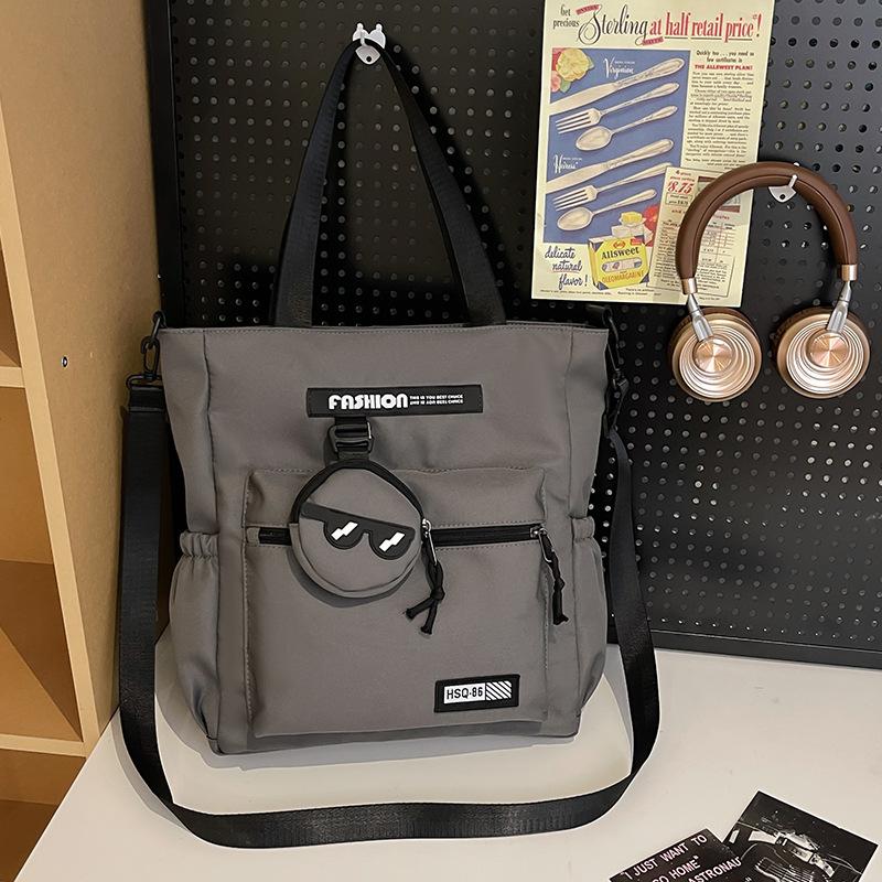 

Large Oxford Tote Bag for Commute Durable Student Crossbody Book Bag Versatile Canvas Shoulder Bag for School & Work 38X11X36CM темно серый
