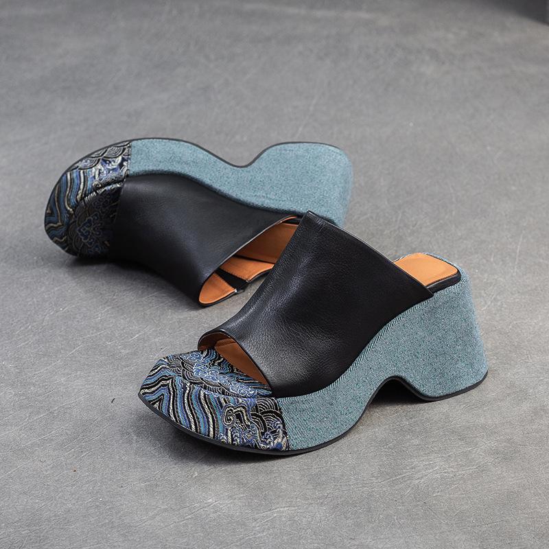 2024 Summer Women's Peep-toe Wedge Heel Slippers - Stylish Thick-soled, Height-increasing, Versatile Outdoor Footwear