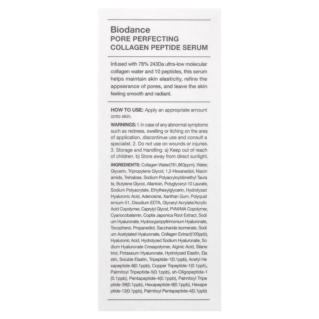 Biodance Porenverfeinerndes Kollagen-Peptid-Serum, 30ml (1,01 fl oz)