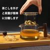 FGIUKC Heat-Resistant Glass Teapot, 500ml, with Wooden Handle, Transparent Glass Teapot with Strainer, Suitable for Green Tea, Black Tea, Fruit Tea, L