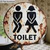 2D Flaches Rundes Vintage Toiletten-Aluminiumschild, Männliche & Weibliche Icons Badezimmer-Wanddekoration für Zuhause, Büro, Öffentliche Toiletten