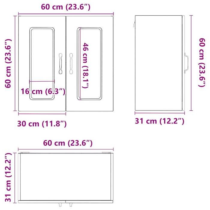 VidaXL Armoire murale de cuisine avec porte en verre Kalmar noir, meuble mural de cuisine, armoires murales avec portes, 853668