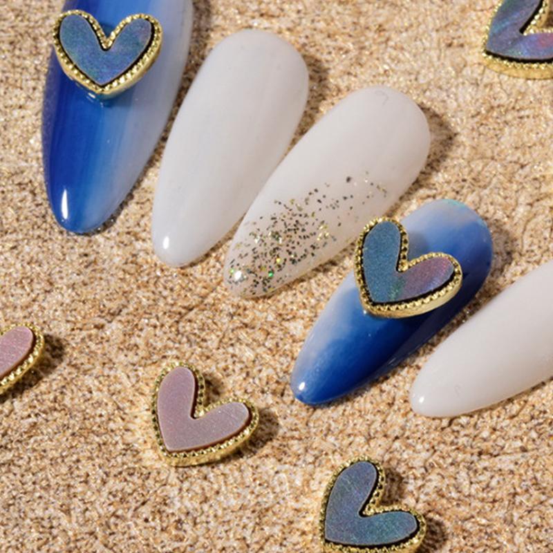 10Pcs 3D Heart Nail Charms Jewellery Decoration Fashion Kawaii Nails Art Classic Jewellery Design Metal DIY Accessories