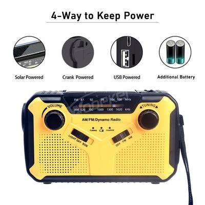 Emergency Radios Output 5V/2A AM/ FM Radio Solar Hand Crank USB Rechargeable Torch Reading Lamp SOS Alarm Power Bank