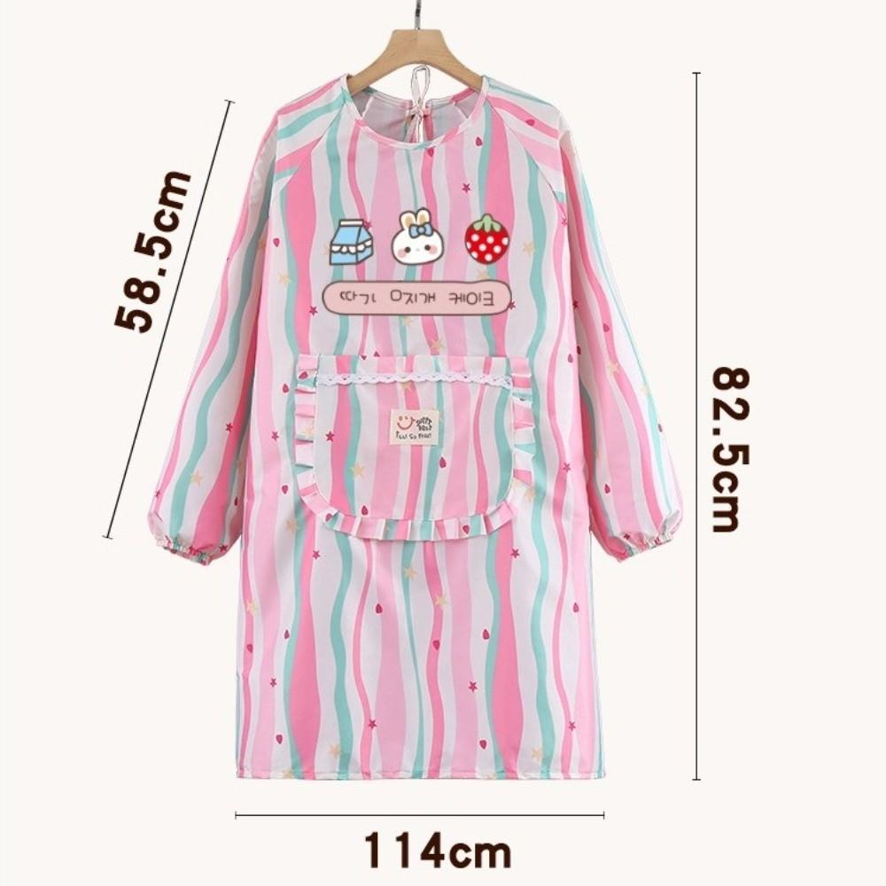 Anti-Pollution Long-Sleeved Apron Cute Kitchen Aprons New Canvas Coverall  Catering Use