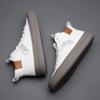 Men's Mid-top Sports and Casual Shoes Men's Boots Winter Warm Leather Shoes Versatile White Sneakers Ankle Boots High Top Shoes