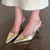 New Women's Sandals Pointed Toe Slingbacks Gold High Heels Dress Shoes Silver Pumps  Summer Wedding Shoe  Mujer