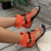 New Round Toe Clip Toe Sexy Rear Zipper Beach Shoes in Summer Stylish Comfortable Solid Color Non-slip Exposed Toe Flat Sandals