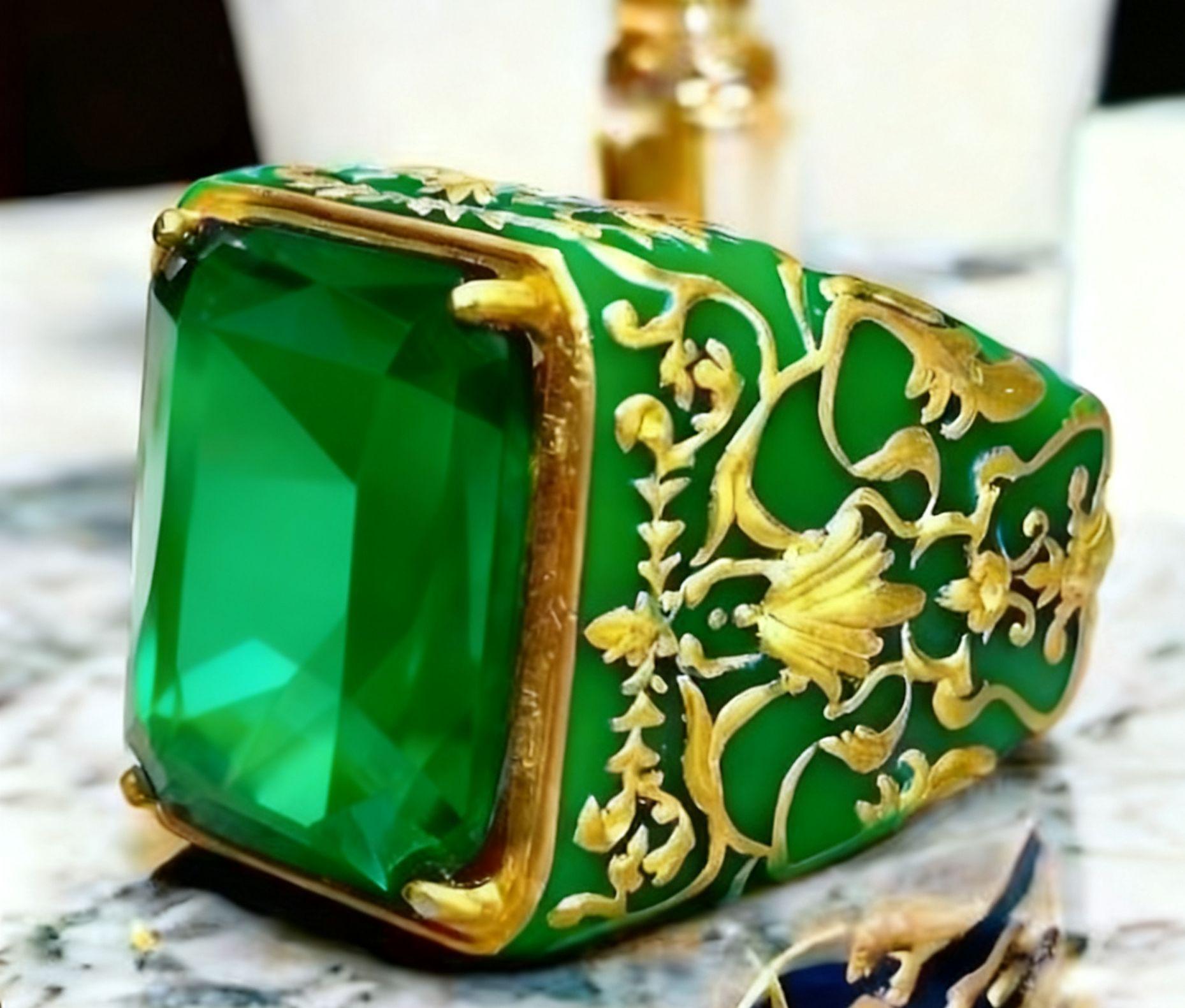 

Ретро Рунический Драгоценный Камень Полированное Квадратное Кольцо Size 10 зелёный