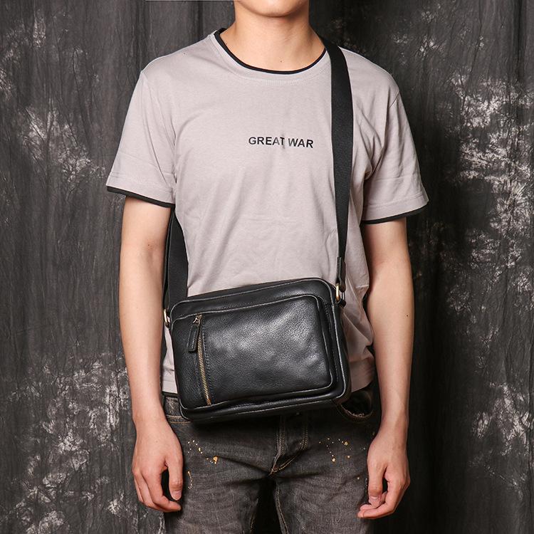 Cowhide Men'S Bag Korean Version Men'S Shoulder Bag Genuine Leather Women'S Messenger Bag Large-Capacity Ipad Bag