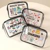 Transparent PVC Makeup Bag Waterproof Travel Toiletry Bag with Floral Print Large Capacity Cosmetic Organizer Bags