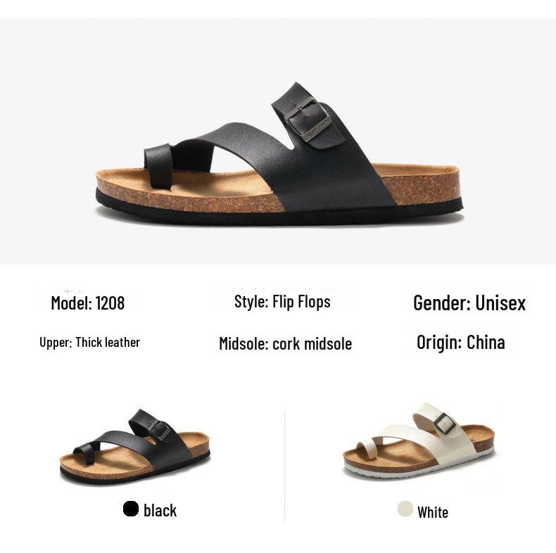 Men's Korean Style Cork Slip-On Sandals - Casual Summer Beach Flip Flops.