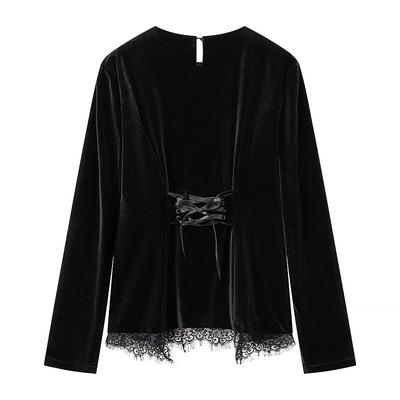 European and American Style, New Women's Clothing, Foreign Style, Fashionable, Versatile, Lace Splicing Bottoming Shirt