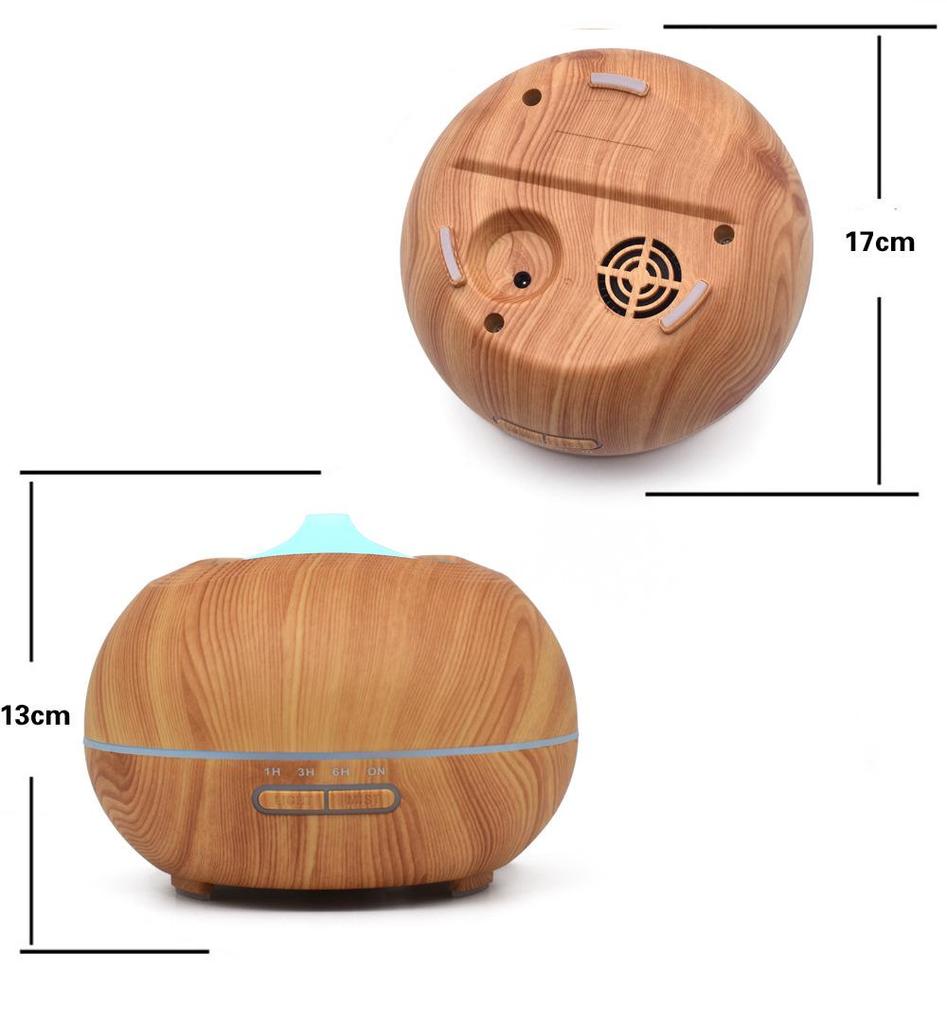 Diffusore di Aromi ad Ultrasuoni con Effetto Legno e Luce Colorata, Umidificatore da 400 ml per la Casa